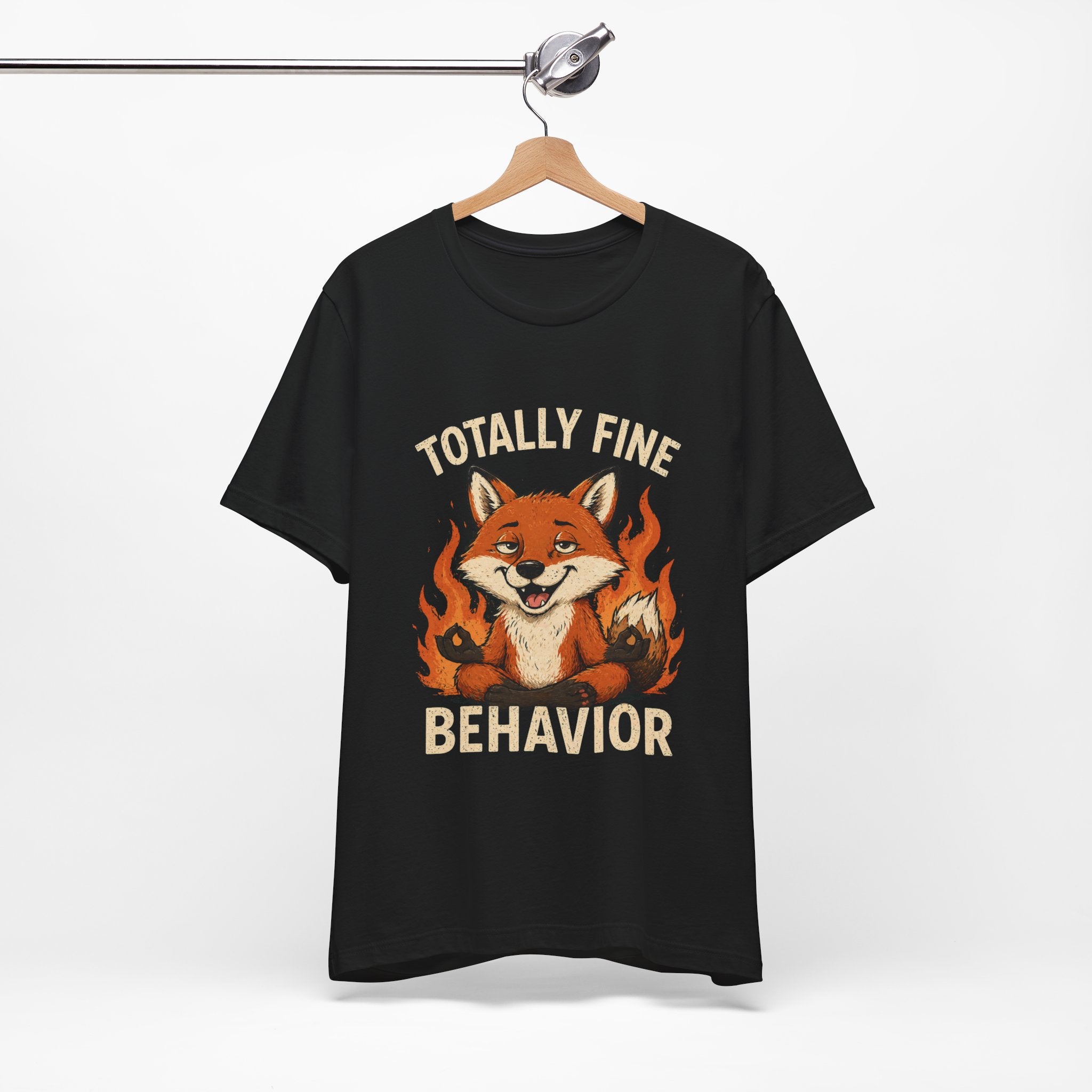 Totally Fine Behavior Fox Tee — Cute Fox Flames Graphic T-Shirt