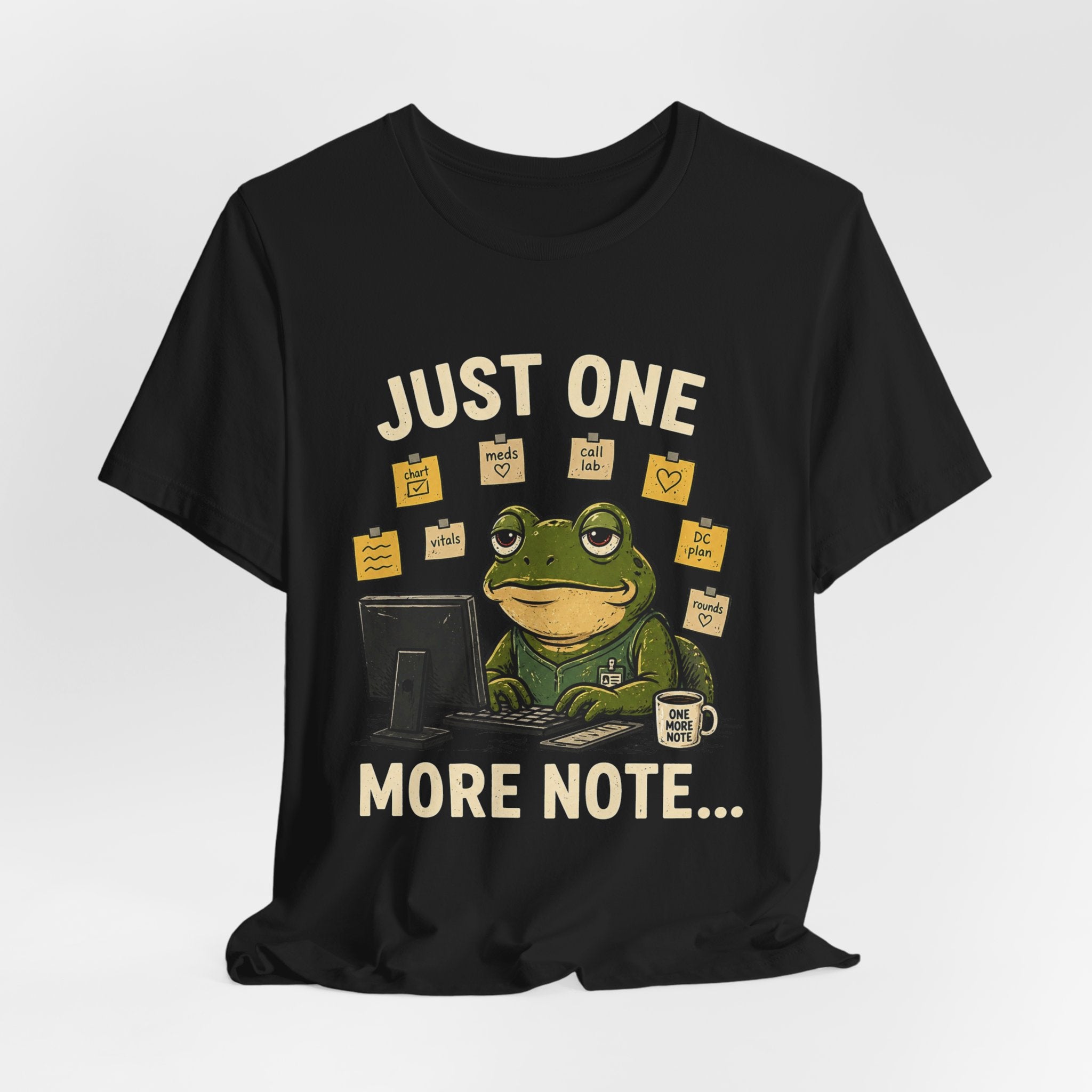 Just One More Note Frog T-Shirt – Funny Planner & Note-Taking Tee